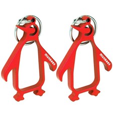 munkees Penguin Bottle Opener Keychain 2 Pack Aluminium Key Beer Opener, Red