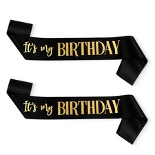 It's My Birthday Sash 2 Packs Women Black Happy Birthday Party Gifts