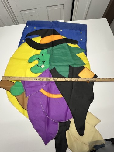 Vintage Halloween House/ Garden Flags Witch Elmo Trick Or Treat Pre Owned - Picture 7 of 10