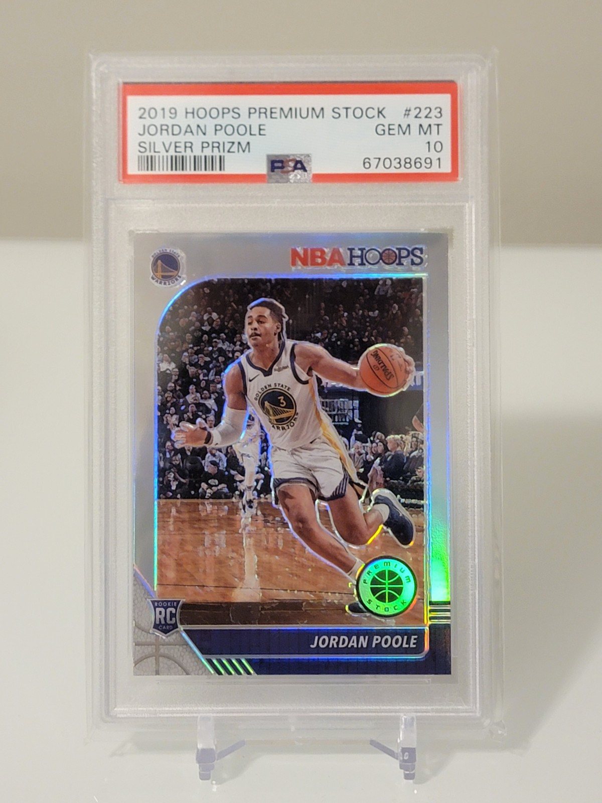 2019 Panini NBA Hoops Premium Stock Silver Prizm #223 Jordan Poole (RC) PSA 10