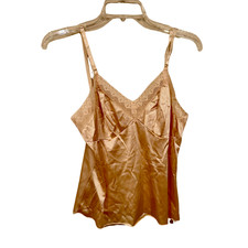 Vintage VANITY FAIR Cami Top Satin Lace Trim Size 36 Peach Lingerie Nightwear