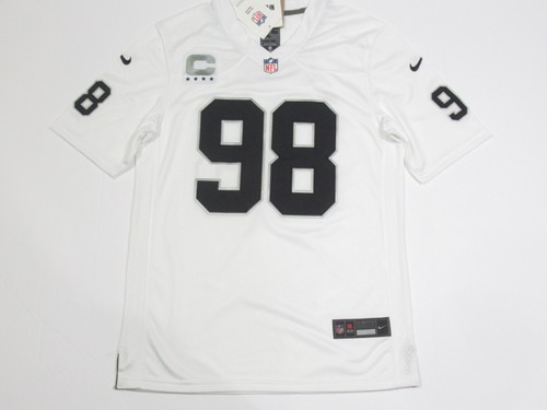 Maxx Crosby #98 Las Vegas Raiders 2025-26 Captains Patch Men's Jersey White