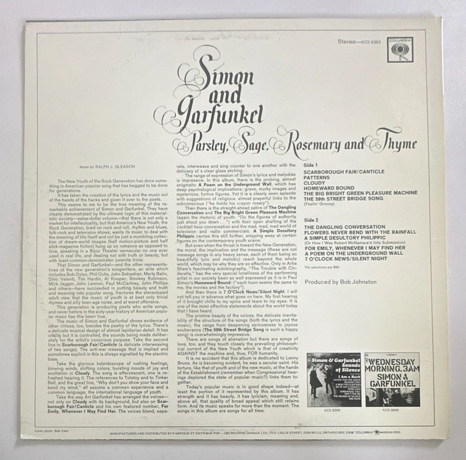 Simon & Garfunkel - Parsley Sage, Rosemary And Thyme Lp vinyl Record EX/EX Foto 3 de 4