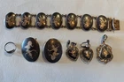 Vintage Antique Lot Sterling Silver Jewelry Bracelet, Earrings 81.4 Gms Siam