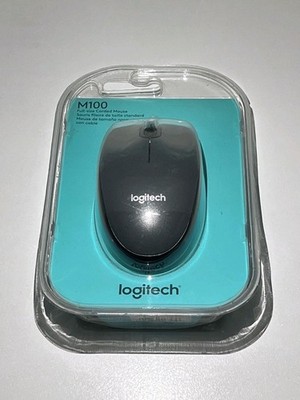Logitech M100 Wired USB Optical Mouse 1000 DPI 3-Button Ambidextrous Black