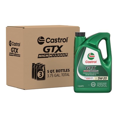 Castrol Gtx High Mileage Synthetic Blend 5W30 Engine Motor Oil 15 Quart 3 Pack