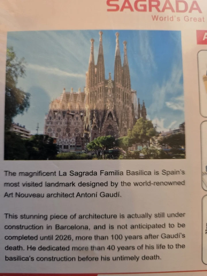CubicFun 3D Puzzle Sagrada Familia Barcelona – 184 Pieces – No Tools Needed-NEW - Image 3 of 4