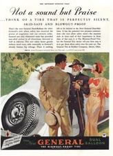 1934 General Tire: Not a Sound But Praise Vintage Print Ad
