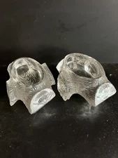 Antique/Vintage Pressed Glass Log Stump Open Salt Cellars (2) Glow