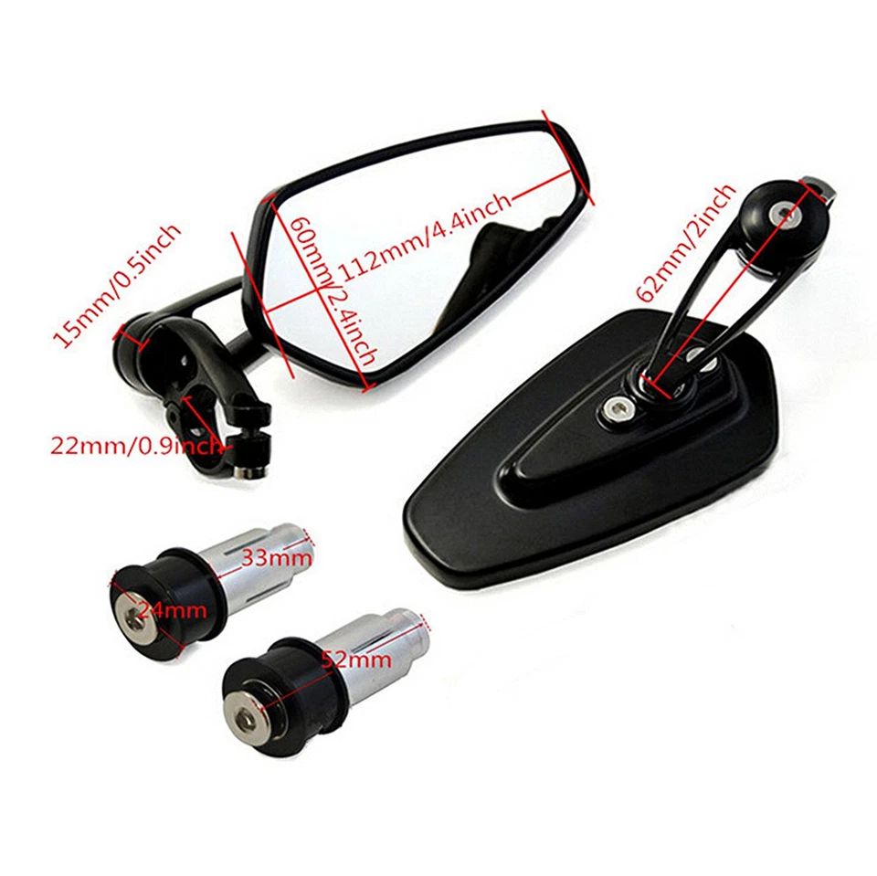 ESPEJOS RETROVISORES NEGROS MANILLAR MOTO YAMAHA FZR600 YZF 600 R1 R6 R6S Foto 2 de 4