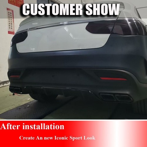 Labio difusor parachoques trasero negro con puntas de escape para Benz GLE Coupé X292 2015-19 - Imagen 8 de 14