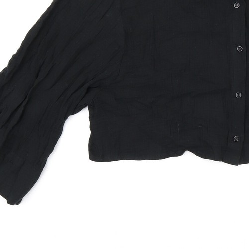 ASOS Womens Black Cotton Blend Cropped Button-Up Size 16 - 第 10/10 張圖片