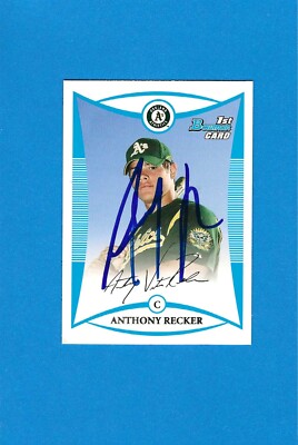 2008 Bowman Anthony Recker Oakland Athletics Auto Signed Autographed