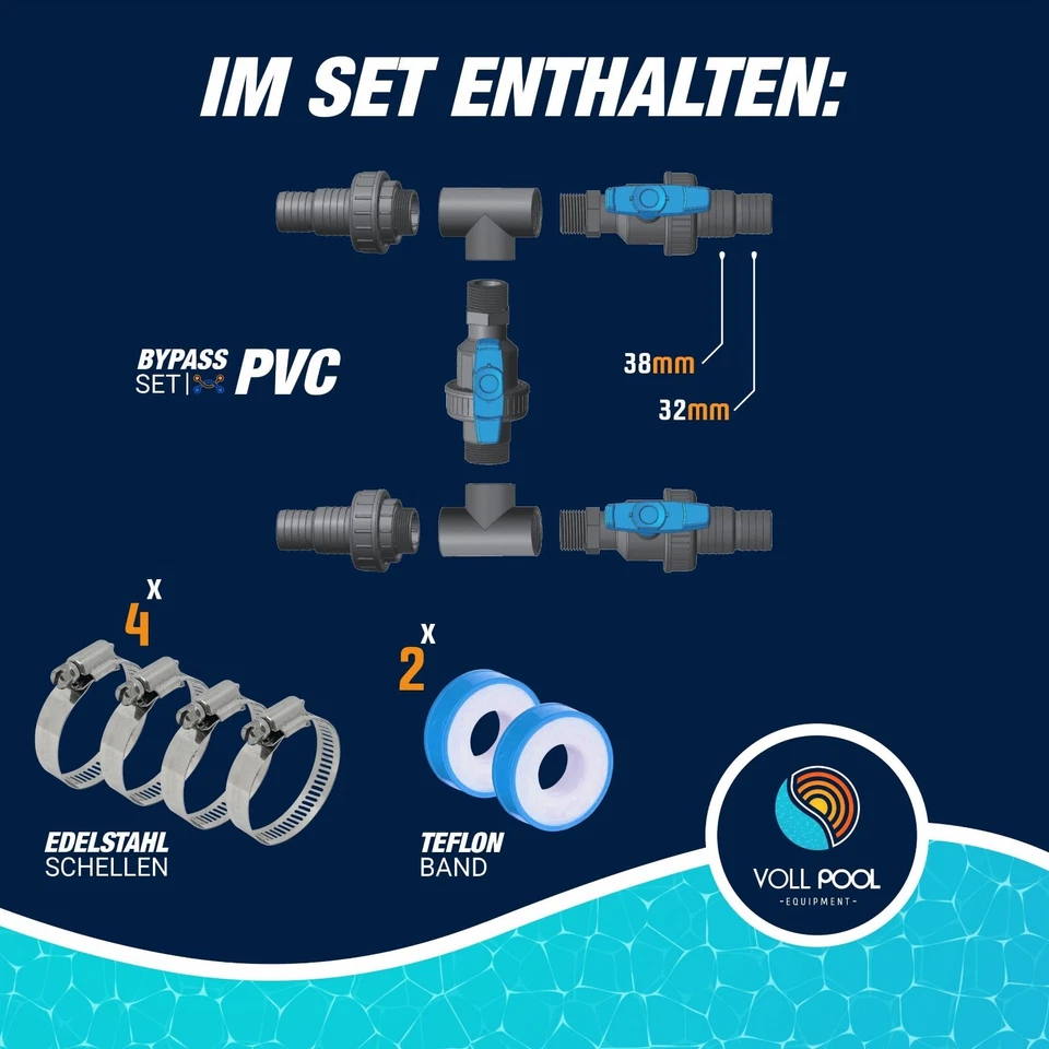 Universal Bypass-System für Poolheizung Solarabsorber Wärmepumpen uvm. 32mm/38mm - Bild 4 von 4