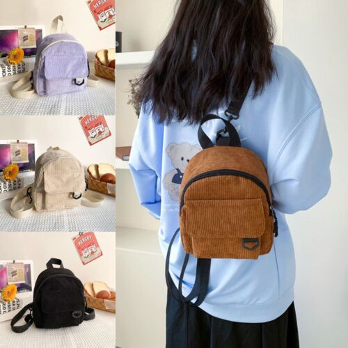 Sztruksowe proste plecaki podróżne jednokolorowe torby na książki studenckie mini plecak - Zdjęcie 1 z 16