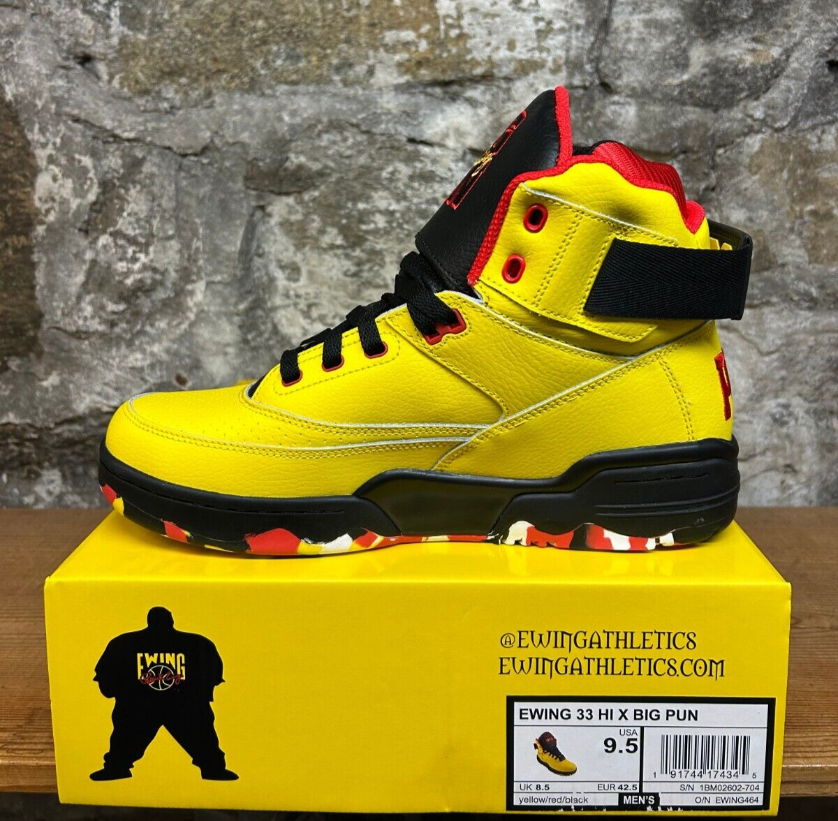 EWING 33 HI x BIG PUN Yellow/Black/Red 1BM02602-704 New In