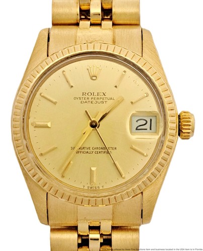 Rolex Datejust 6827 Mens 18K Gold Mid-Size Wrist Watch Box All Original Factory