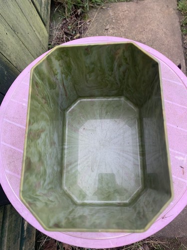 BAKELITE PLANTER/BIN MARBLE EFFECT ORIGINAL 1940s GREEN ART DECO - Picture 4 of 5