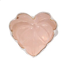 Carving Heart - Natural Rose Quartz - Madagascar 925 Silver Ring s.5 CR58417