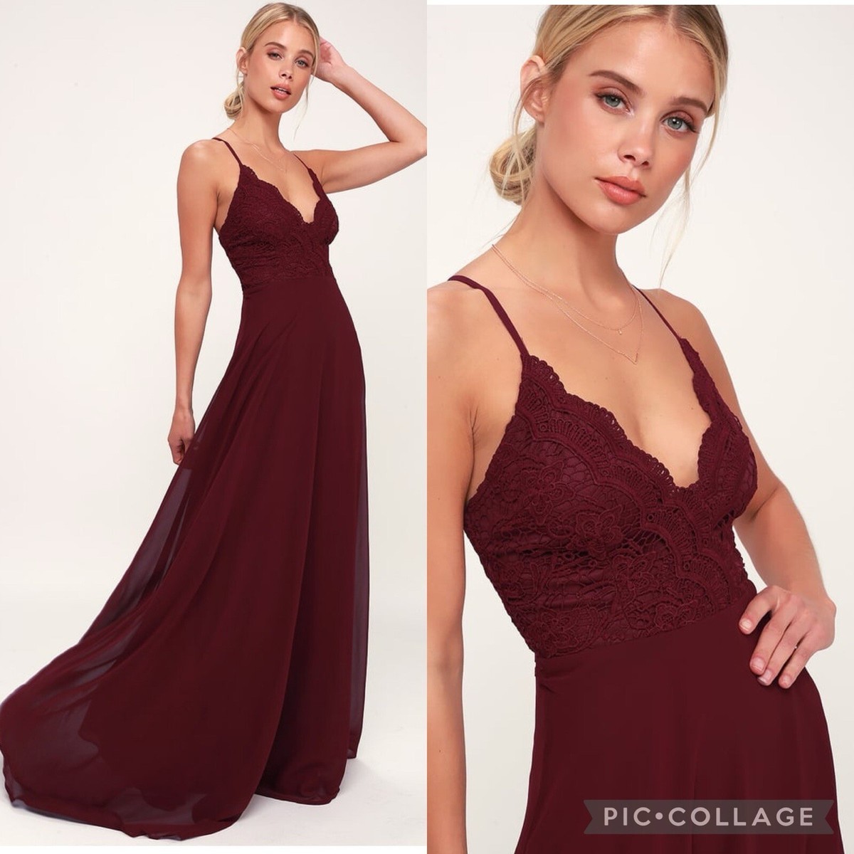 Burgundy Lace Maxi Dress | Womens | Small | 100% Polyester | Lulus Burgundy Lace Maxi Dress | Womens | Small | 100% Polyester | Lulus