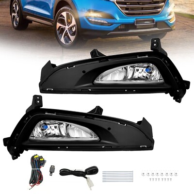 Pair For 2016-2018 Hyundai Tucson Fog Lights Front Bumper Lamps Assembly+Wiring