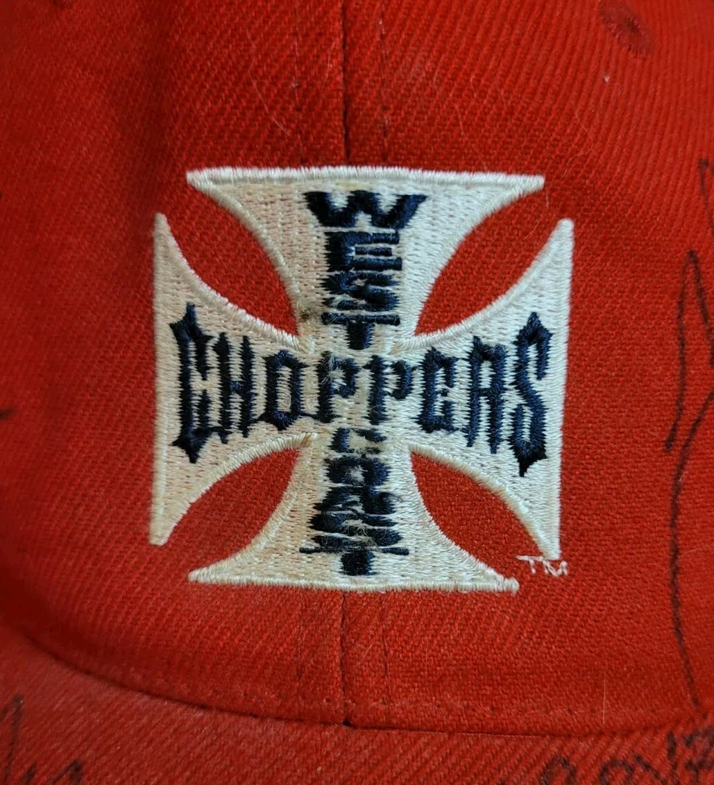 West Coast Choppers Red Snapback Cap Hat Signed Jesse James