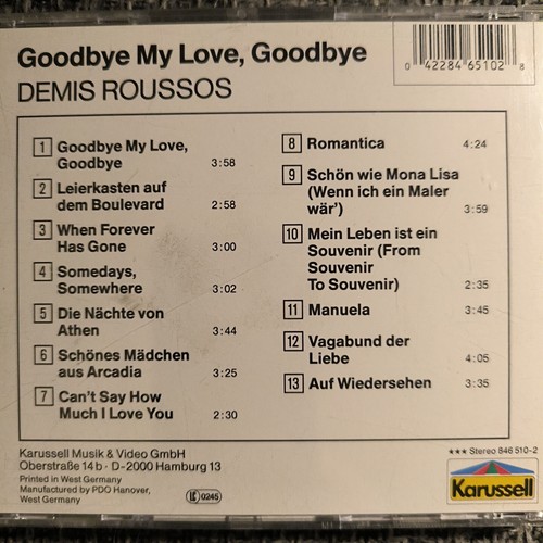A3152/ Demis Roussos - Goodbye My Love, Goodbye (CD, Comp) - Picture 2 of 2