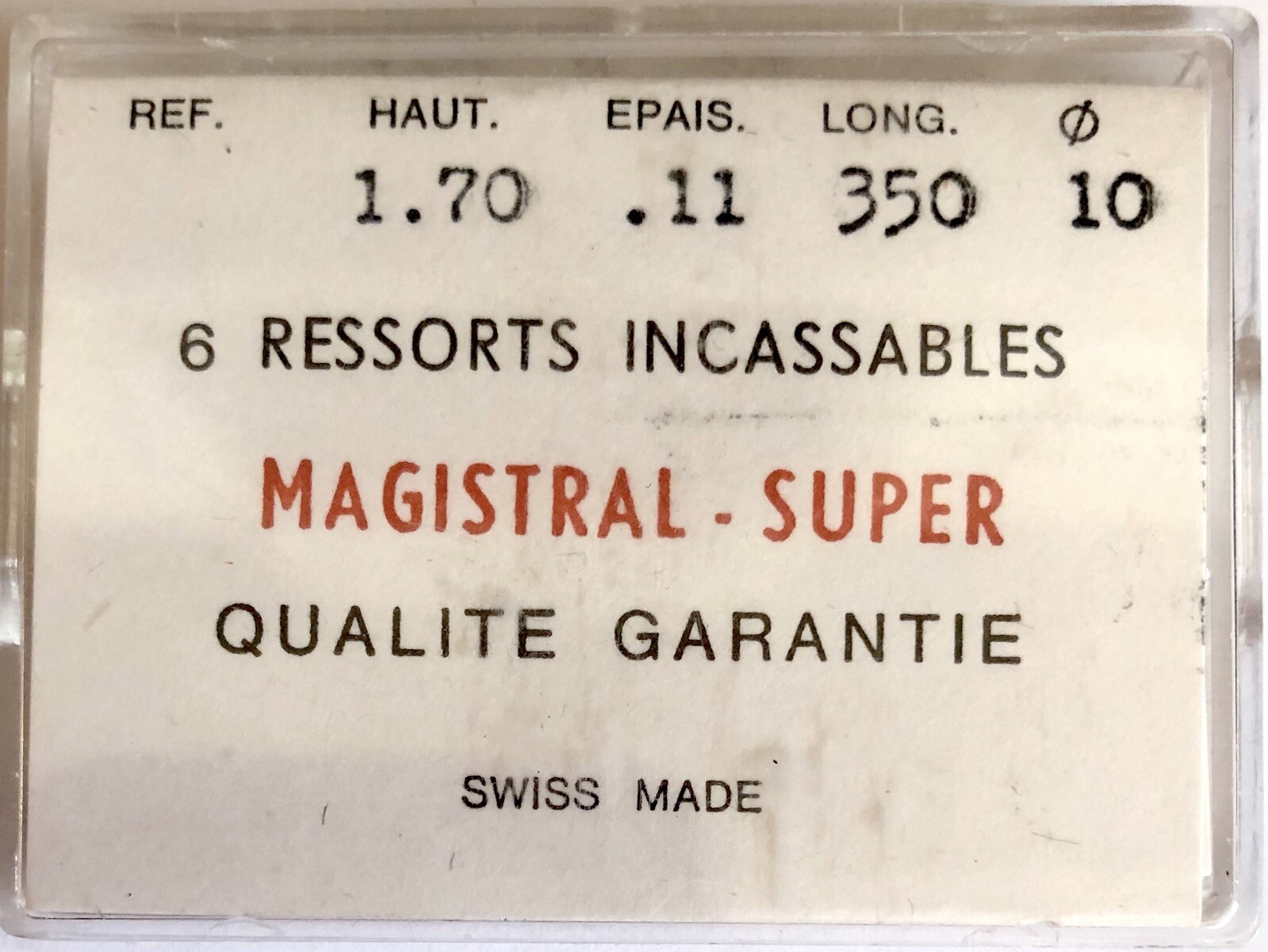 1X Mainspring 1.70x0.11mm Ø10 Watch Spring 350/170N 35