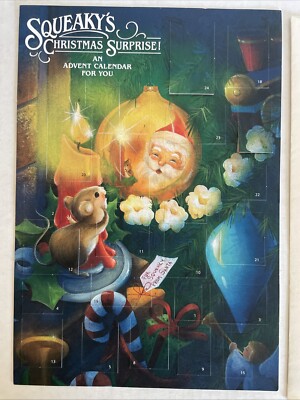 Vtg Hallmark Squeaky's Christmas Surprise! Advent Calendar Card & Envelope