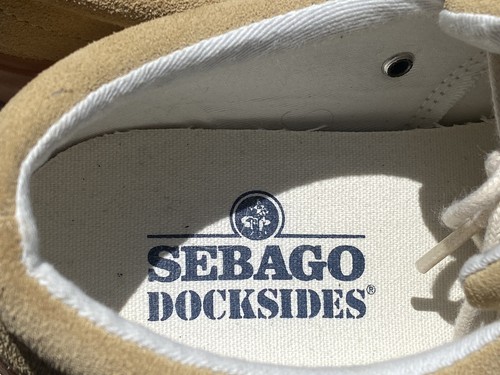 Rare Sebago John Beige Suede Docksides Women's Boat Shoe Size 8M Rubber Soles - Picture 9 of 17
