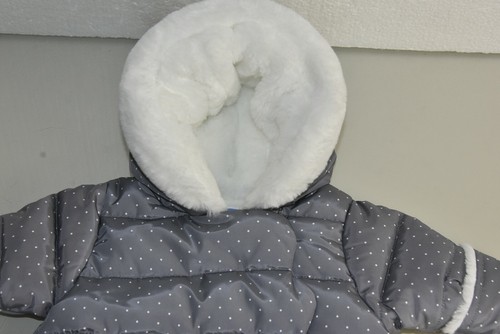 NEW NWT JACADI PARIS Baby SNOWSUIT Grey White Dot OUTERWEAR Coveralls 1 M - 第 2/11 張圖片