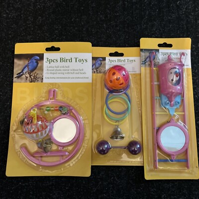 BRAND NEW 9-Piece Small Bird Toys Starter Pack with Bells, Rings, Mirrors MORE!