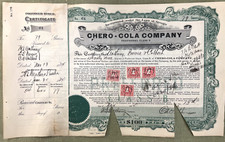 RARE Original Chero Cola Stock Certificate Signed by Royal Crown Cola Founder