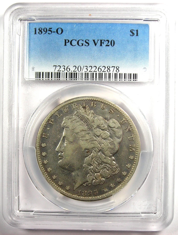 1895-O Morgan Silver Dollar $1 - Certified PCGS VF20 - Rare Date Coin! - Image 2 of 4