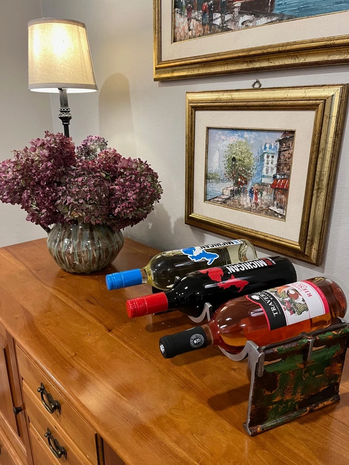 ESTANTE PARA VINOS - Mackinac Bridge Acero - 3 Botellas Foto 4 de 4