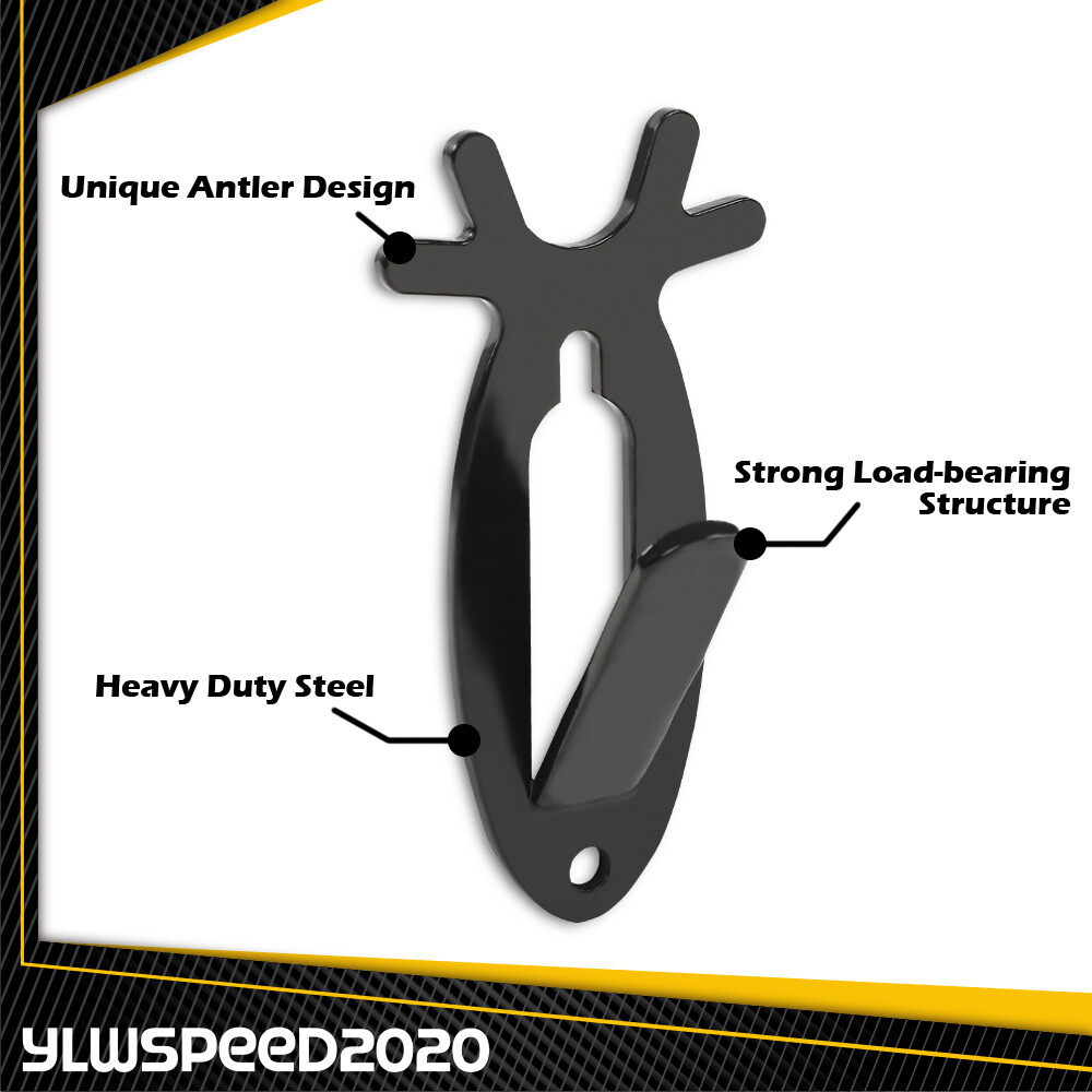 5PCS European Deer Antelope Antler Style Mount Skull Wall Hanger Hook Black New 