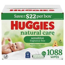 Huggies Natural Care Sensitive Baby Wipes, Fragrance Free, 17 pk., 1088 Wipes