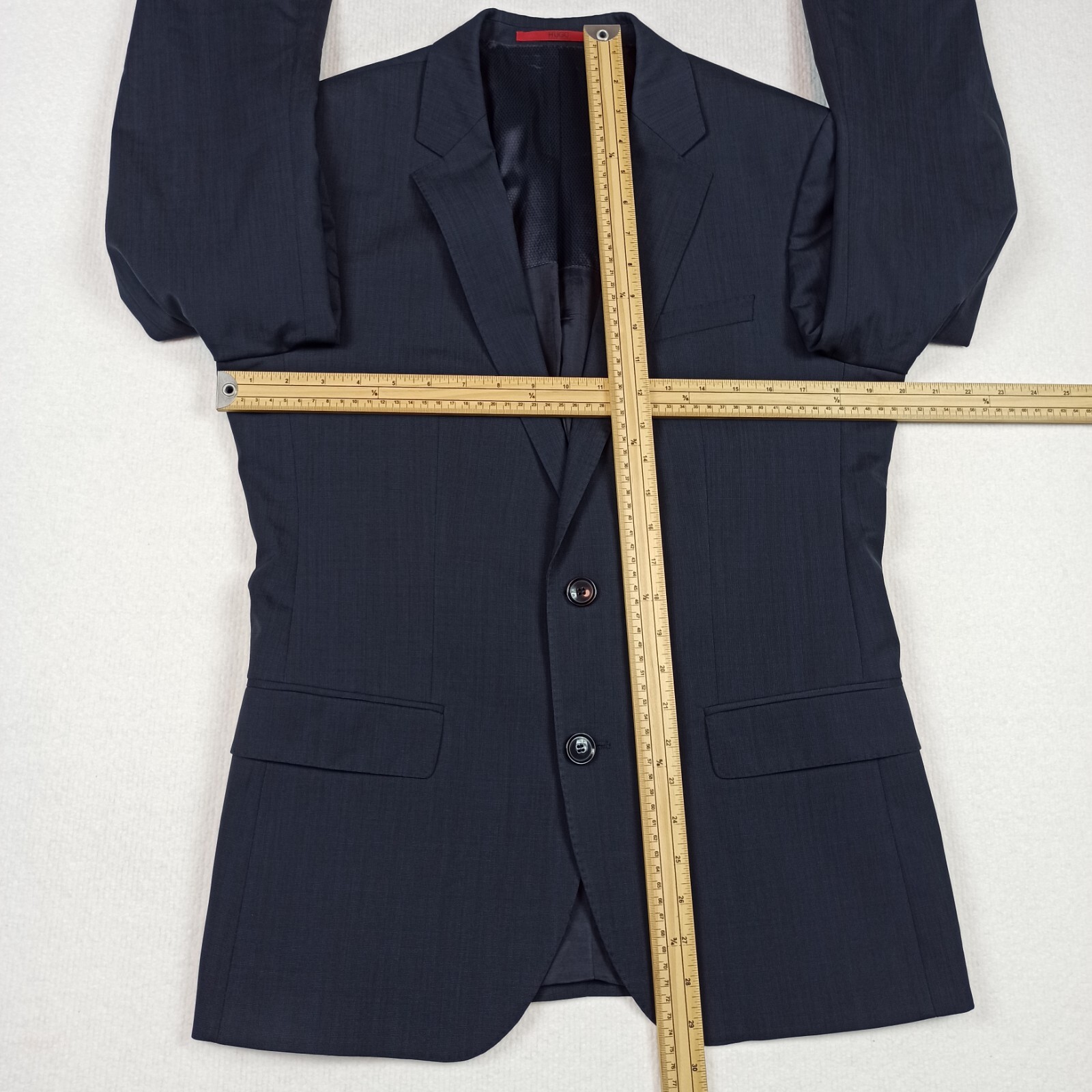 Hugo-Boss Mens Suit Jacket UK-36R EU-46 Navy Blue Stretch Wool Blend Blazer Coat thumbnail 7
