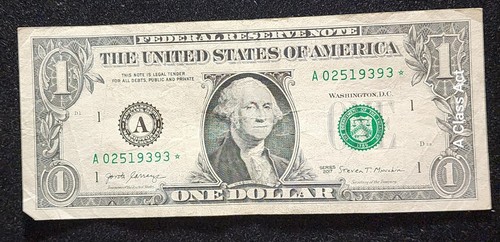 3, 2017 Boston One Dollar 1$ STAR NOTE 6 Digits. F3003A. Circulated. Our T6150 - Picture 2 of 17