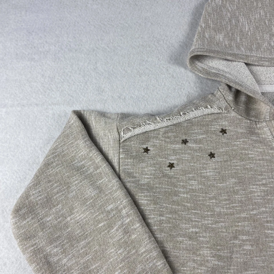 Suéter Lucky Brand meninas jovens XL bronzeado com capuz estrela cravejada bainha com franjas manga longa - Imagem 2 de 4