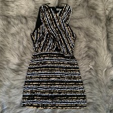 ZARA Women Crossover Sequinned V-Neck Cutout Cocktail Mini Dress, Size XS