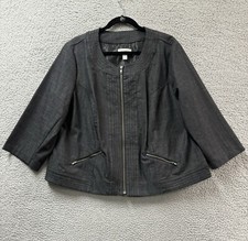 Dressbarn Jacket Womens 18/20 Gray Full Zip Pockets Lined Career Work