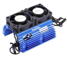 BLUE 1/8 Aluminum Motor Heat Sink W/ Dual Cooling Fans : Yeah Racing