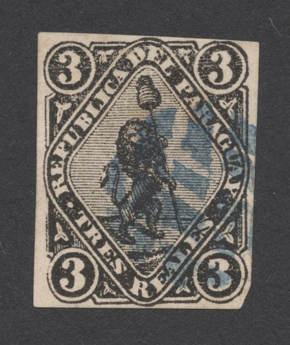 PARAGUAY STAMPS 1870 3r LIONS GENUINE CLASSIC Sc #3 LEFT, FORGERY RIGHT B1AAA - Imagen 13 de 23