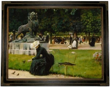 Curran In the Luxembourg Garden 1889 Wood Framed Canvas Print Repro 18x24