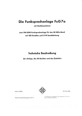 Service Manual-Anleitung für Telefunken FuG 7 a 