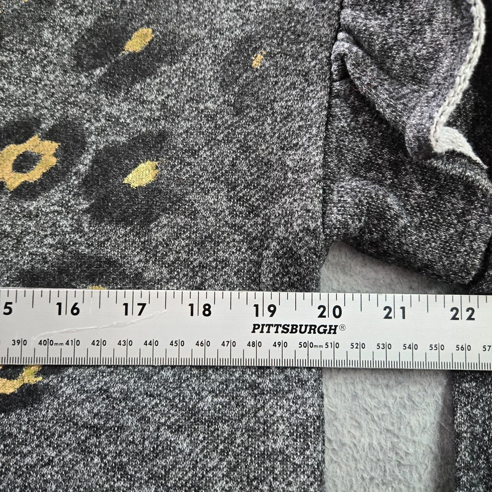 Sudadera Democracy Mujer Gris Medio Leopardo Volantes Manga Pullover Cuello Redondo Foto 4 de 4