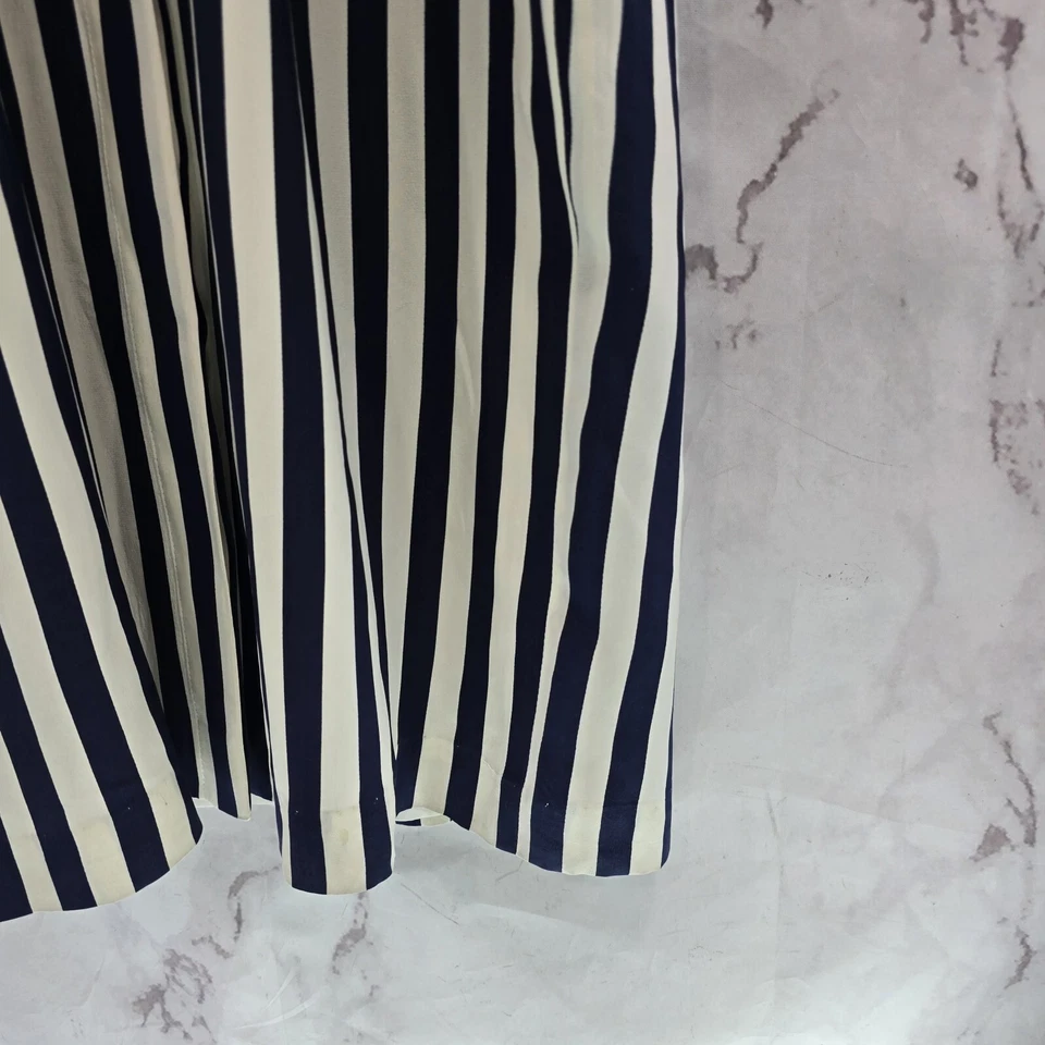Vestido de seda vintage para mujer grande 12 azul marino crema blanco midi maxi talbots a rayas  Foto 4 de 4
