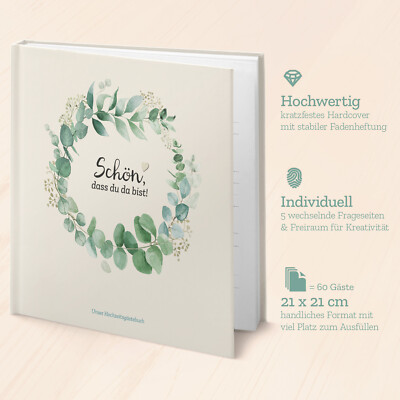 Wedding Guest Book with Questions GREEN: Changing Questions for Joy in Filling Out