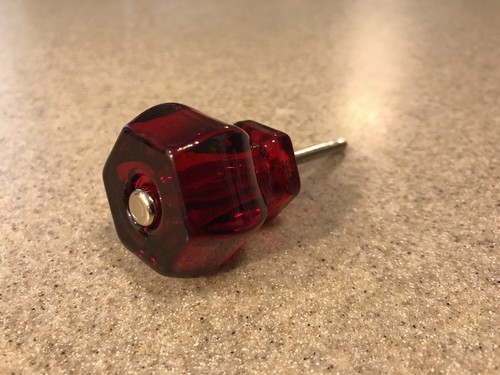 RUBY RED 1 1/2" Depression Glass Cabinet Knobs Vintage Style SET OF 2